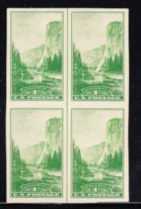 U S Scott # 756 1c Yosemite Vertical Centerline Block Of 4 Mint NG As Issue-