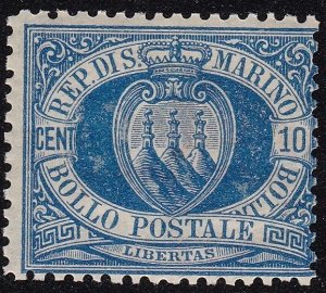 1877 SAN MARINO, No. 3A 10 cent. blue, MNH** Cert. Raybaudi ORO