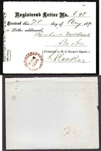 Canada-covers #11013 - Registered letter receipt - Saint John, NB - Au 26 1874 -