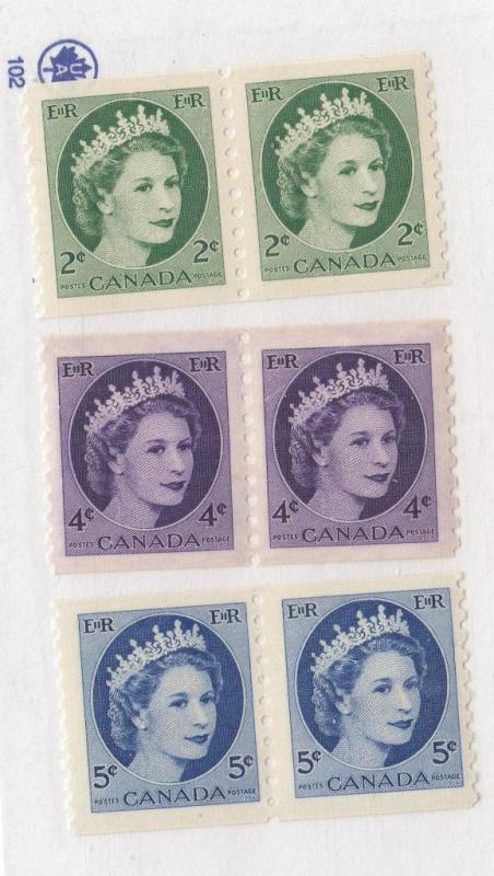 CANADA # 375-378 VF-MNH PAIRS COILS