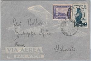 54060 - ITALY COLONIES: SOMALIA - AIRMAIL ENVELOPE 1938 - BIRDS EAGLES Eagles-