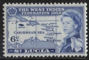 Saint Lucia 171 (mvlh) 6c West Indies Federation issue, blue (1958)