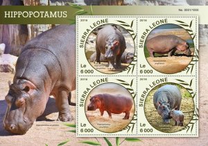 [ 322 30 ]- YEAR 2016 - SIERRA LEONE - HIPPOPOTAMUS        4V   MNH/**