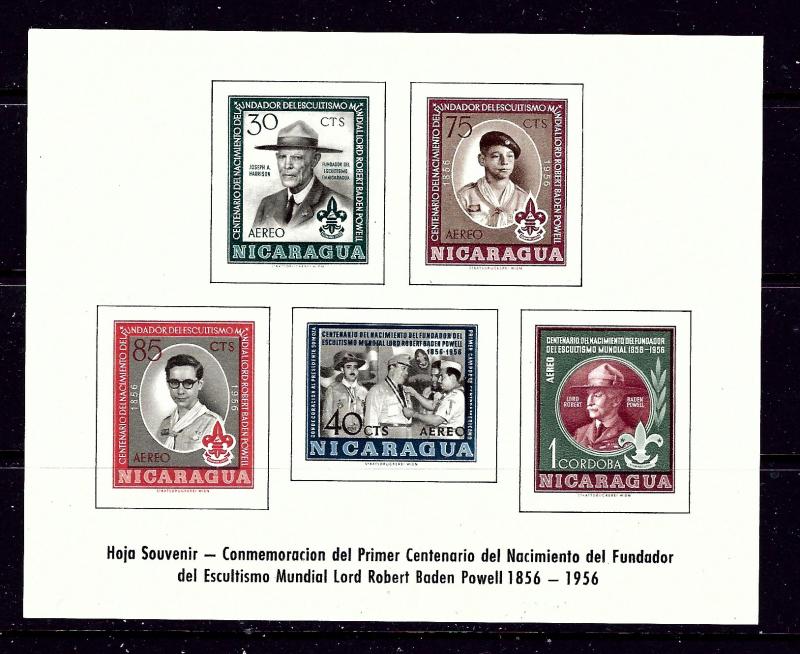 Nicaragua C386a MNH 1957 Boy Scouts Imperf S/S