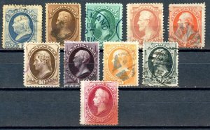 Scott 156 - 166 Used FVF US 1873 Continental Bank Note Complete Set SCV $900