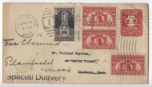 1926 Northampton MA special delivery cover neat franking [y8886]