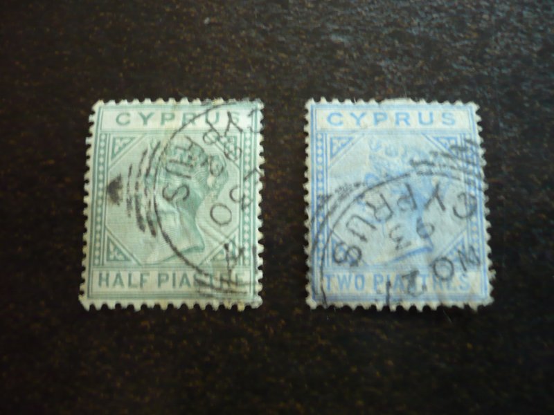 Stamps - Cyprus - Scott# 19,22 - Die 2 - Used Part Set of 2 Stamps