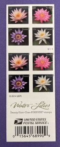 Scott 4964-4967b WATER LILIES Booklet Pane of 20 US Forever Stamps MNH 2015