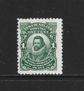 NEWFOUNDLAND - #87 - 1c KING JAMES I MINT STAMP (1910) MH