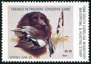 SOUTH CAROLINA #8 1988 BOYKIN SPANIEL/WIDGEON  STAMP x 75 copies by Jim Killen