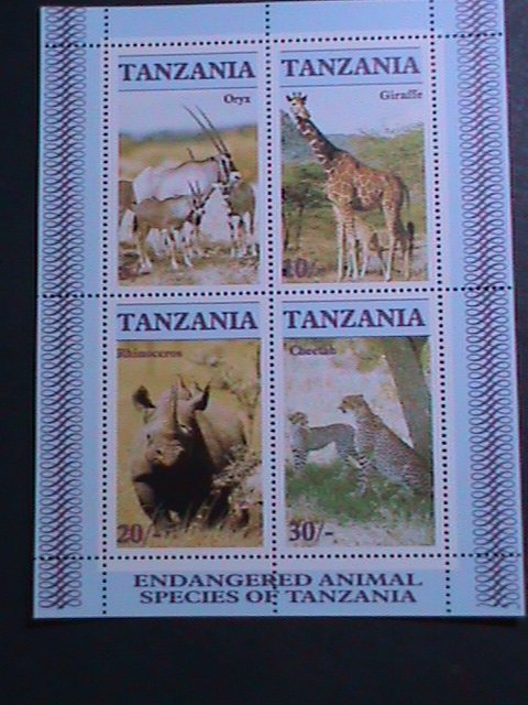 TANZANIA-ENDANGER ANIMALS SPECIES -MNH- S/S-VF  WE SHIP TO WORLD WIDE.