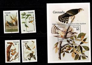 Grenada #1251-5 MNH Audubon birds
