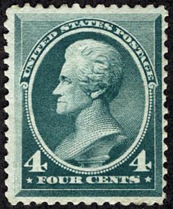 US # 211 SCV $225.     4c Jackson, VF mint hinged, a super bright and vivid s...