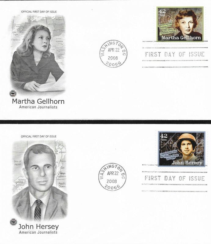2008 FDC, #4248-4252, 42c American Journalists, PCS (5)