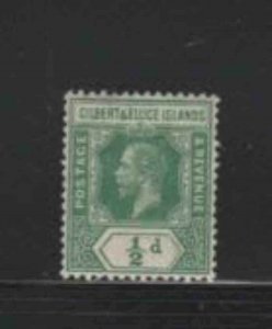 GILBERT & ELLICE #14 1912 1/2p KING GEORGE V MINT VF NH O.G bb