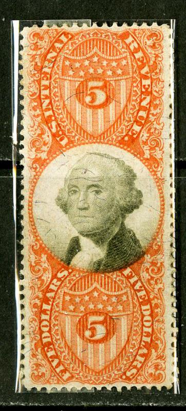 US Stamps # R148 $5 Revenue VF USED Deep Color Scott Value $42.50