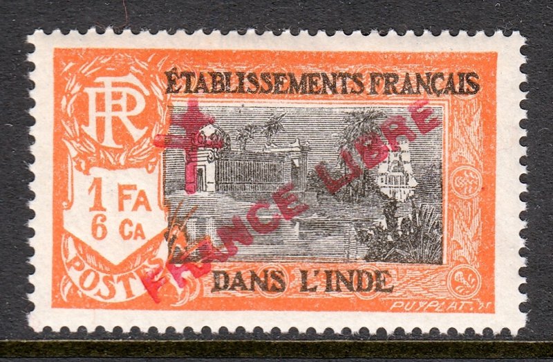French India - Scott #166 - MLH - Diagonal crease - SCV $3.25