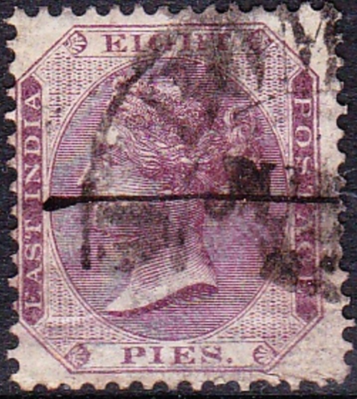 INDIA 1860 QV 8 Pie Purple/White SG52 Used