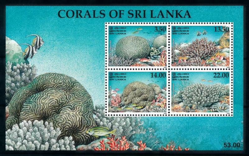 [99597] Sri Lanka 2000 Marine Life Corals Fish Souvenir Sheet MNH