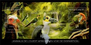 GUINEA - 2012 - Endangered Birds in W. Africa -Perf 3v Sheet-Mint Never Hinged