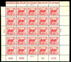 U.S. #630 MINT BLOCK OF 25 OG NH CORNER TEAR