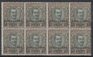 Italy Jerusalem Offices - Sassone n.8 MNH** block of 8 cv 2400$ with certificate