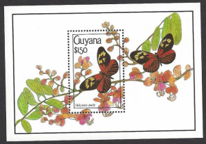 Guyana #2344 MNH SS, butterflies, Heliconius aoede, issued 1990