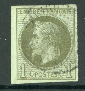 France Colonies 1872 General Issues 1¢ Olive Green Scott # 7 VFU D630