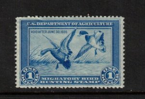 USA #RW1 Mint Fine+ Never Hinged With Light Usual Gum Bends