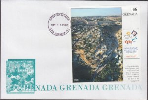 GRENADA Sc #3683 FDC IMPERFORATE S/S or ISRAEL's 2008 INT'L STAMP SHOW