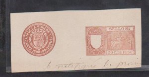 1898/1899 SPAIN Revenue Stamp - Sello 82 50C De Peso (on Paper)