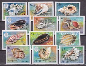 Aitutaki, Scott cat 82-93. Sea Shells Definitive, IMPERF values.