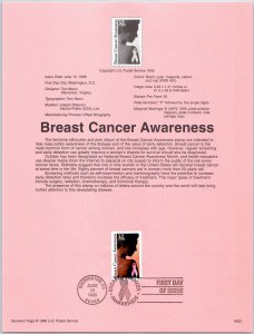 USPS SOUVENIR PAGE BREAST CANCER AWARNESS 32c 1996