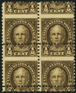 653, MNH 1/2¢ Margin Block Misperf Shift Error Freak * Stuart Katz 