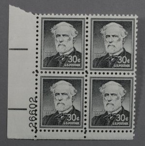 United States #1049a MNH XF Plate Block Gum Xtra Fine Dry Print Robert E Lee