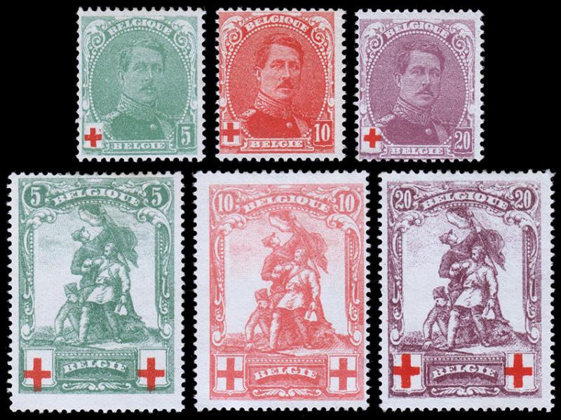 Belgium Scott B25-27, B28-30 (1914) M H VF Complete Sets (Forgeries/Genuine) B