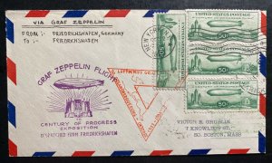 1933 New York USA Graf Zeppelin cover LZ 127  Century Of Progress Exhibition FDC
