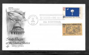 Just Fun Cover #1640 FDC SC. State Flag Artcraft Cachet. (A1470)