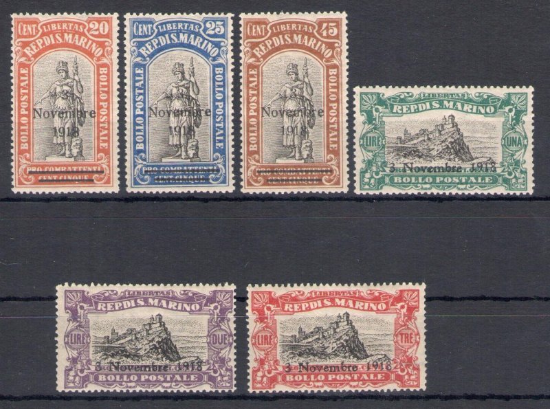 1918 SAN MARINO, Celebration of Victory, #63-68 - 6 values - MNH**