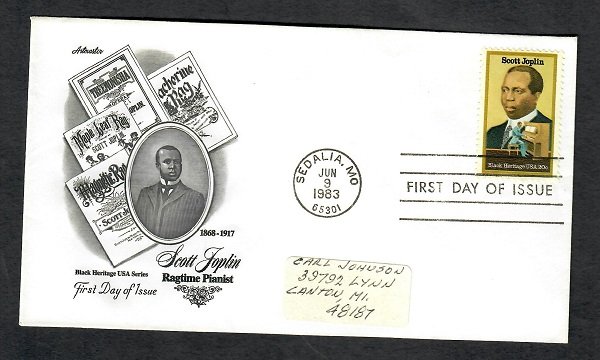 2044 Scott Joplin Artmaster FDC with address sticker