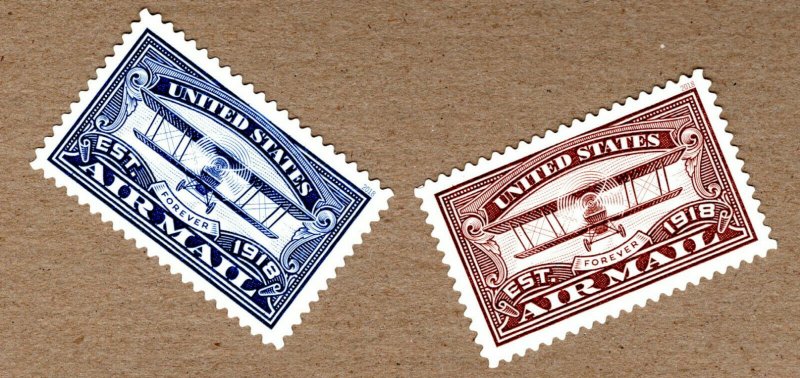 5281 & 5282  100th Anniversary Air Mail Red & Blue Stamps MNH