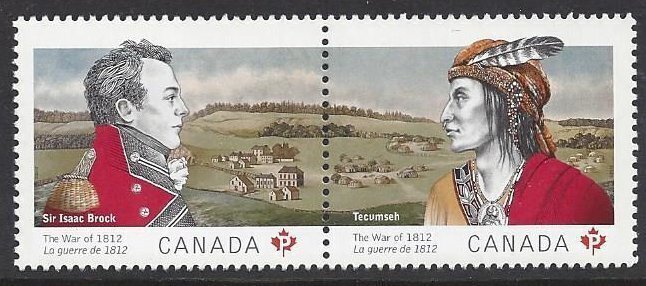 Canada #2555a & 2651a MNH pairs, War of 1812, issued 2012 / 13