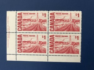 Canada 465Biv Mint NH, 1967 LL PLATE BLOCK