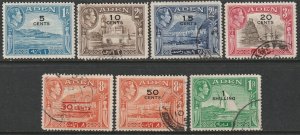 Aden 1951 Sc 36-41,43 partial set mostly used