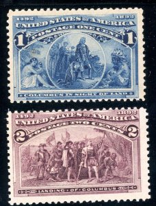 USAstamps Unused FVF US 1893 Columbian Expo Scott 230, 231 OG MNH SCV $64