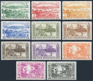 New Hebrides Br 82-92,hinged. Mi 172-182. Port Vila, Landscapes, 1957. Fisherman