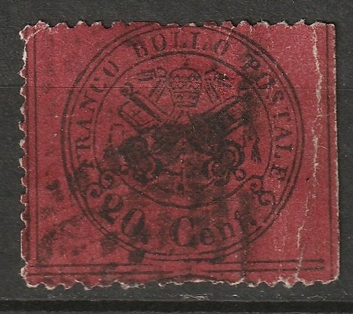 Italy Roman States 1868 Sc 23 Papal States used creased