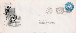 United Nations 1953 FDC Sc U1a 3c Stamped Envelope Artcraft Cachet New York