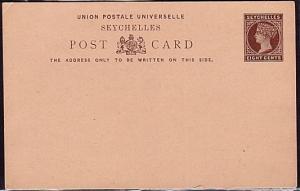 SEYCHELLES QV 8c postal card - v.fine unused