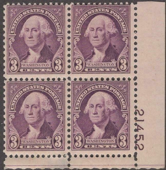 Scott # 720 - Plate Block Of 4 - George Washington - MNH - 1932